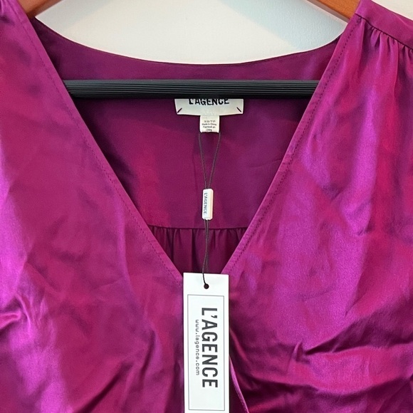 NWT L'AGENCE Silk drape wrap Front Long Sleeve Shirt Size XS - Picture 11 of 11